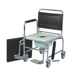 HOMECRAFT Adjustable Height Mobile Commode, 56 cm (22 in.) seat width (Eligible for VAT relief in the UK) Comfortable Wheeled Chair, Bowl & Drop Down Arms, Easy Side Transfer, Use Over Toilet, Bedside