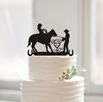 Country Western Wedding Silhouette Cake Topper You & Me Cake Toppers Bride and Groom Toppers with Horse for Wedding Decoration