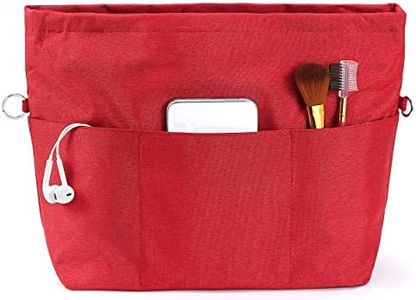 VANCORE Purse Bag Organizer Insert with 13 Pockets, Handbag and Tote Bag Inside Shaper with Zipper (Red, Medium)