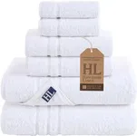 Hawmam Linen White 6 Piece Bath Tow