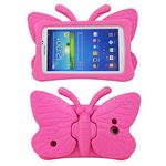 Tading Tab 4 Case,Tab 3 Case,Kids Friendly Non-Toxic Safe Light Weight Butterfly Shockproof EVA Foam Cover Stand for Samsung Galaxy Tab 7.0 inch Tablet PC - Hot Pink