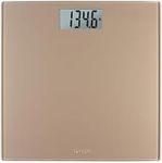 Taylor Precision Products, Digital Scales for Body Weight, Highly Accurate 400 LB Capacity, Durable Glass Platform 11.8 x 11.8 Inches, Easy to Read 3.2 Inches x 1.5 Inches Display, Champagne