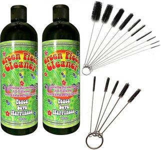 Green Piece® 2 bottles of the 16 oz Cleaner with 5 piece glass tube cleaner and 10 piece glass tube cleaner (2 Glass Cleaners with 15 Nylon Cleaners)