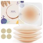 Quikobo 2 Pairs Nipple Covers for Women with Storage Board, Silicone Reusable Sticky Nipple Pasties Ultra-Thin, Invisible, Seamless Nude