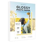 Glossy Photo Paper 8.5x11 Inch, Goefun Inkjet Printer Paper 100 Sheet, 200GSM Thick Photo Paper for Dye Ink