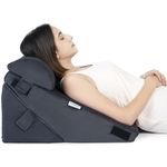 FOVERA Memory Foam Wedge Pillow | 2 Years Warranty | Adjustable Wedge Cushion with Head for Back Support for Bed, Acid Reflux, Snoring, GERD, Leg Elevation, Pregnancy (Dark Grey, 22x22x12 Inch)