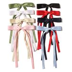 LFOUVRE Bow Hair Clips for Women, 8pcs Girls, Ribbon Bows with Long Tail, Bowknot Tassel Claw Clip Barrettes Bow, Accessories Women,9*6.1*1.1 Inch