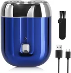 Mini Electric Shaver for Men, Upgrade Pocket Dual Head Shaver, Portable Razor for Men, Rechargeable Waterproof Compact Travel Electric Razor, USB Close Battery shavers (Blue)