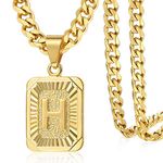 Trendsmax Gold Plated Initial Letter Pendants for Men Women Alphabet Couple Jewelry Stainless Steel Curb Cuban Necklace Chain, Metal, not known