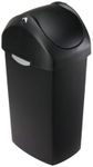 simplehuman 60 Liter / 16 Gallon Swing Lid Rubbish Bin, Black Plastic