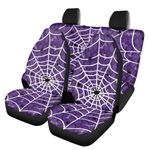 TSVAGA Spider Webs Halloween Decorations Car Seat Cover Full Set of 4 for Most Cars SUVs, Universal Dustproof Anti-Scratch Car Front and Back Seat Protector for Women Men