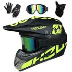 UIGJIOG Kids Motorbike Helmet,ATV Motorcycle Helmet D.O.T Certified Helmet with Goggles Gloves, Full Face MTB Helmet Includes 4 Sizes Set,C