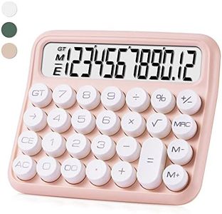 GUDTEKE Mechanical Switch Calculator, Pink Calculator Cute 12 Digit Large LCD Display Big Button Calculator Clear Standard for Daily and Basic Office,Automatic Sleep,with Battery