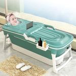 StarAndDaisy Large Bath Tub With Foldable Bathtub for Kids & Adults with Space Saving, Kids Folding Bathing Tub Girls & Boys & Parents WO Streamer, Size 150 X 60 X 55 cm - Green