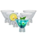 6 Pack Stemless Martini Glasses, 8 oz Vintage Cocktail Glasses, Crystal Margarita Glasses Glasses Drinking Glassware for Bar, Martini, Cosmopolitan, Manhattan, Gimlet, Pisco Sour, Brandy