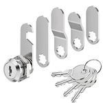 VOCIBO® Letterbox Lock, 4 Keys, Comes with 5 Different Lock Plates, Letter Box Lock 16 mm, Locker Lock, Diameter 18 mm, Drawer Lock, Lever Lock for Letterboxes, Cabinet Doors