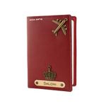 AICA Personalised Name & Charm Leather Passport Cover Holder for Men & Women (Wine Color, Passport, Full Size) | Gifts for Women