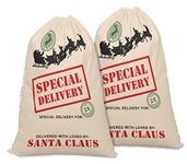 Printtoo Pack of 2 Pcs Xmas Presents Storage Bags Large Santa Gift Sack with Drawstring Christmas Party Favor 27x20 Inch