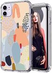 ICEDIO for iPhone 11 Case with Screen Protector,Clear with Multi-Colored Painting Patterns for Girls Women,Shockproof Slim Fit TPU Cover Protective Phone Case for Apple iPhone 11 6.1 inch