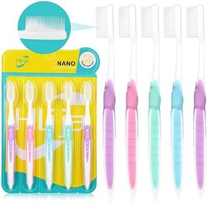 Hlija 5 Pack Nano Toothbrushes Soft Bristle Silicone for Sensitive Teeth and Gums Individually Wrapped Travel Toothbrush Set