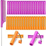 36 Pieces Cold Wave Rod Hair Perm Rods Hair Rollers Perming Rods Curlers with Steel Rat Tail Comb for Hairdressing Styling (Purple, Orange,0.75 Inch, 0.87 Inch)