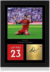 Win FC Photo encadrée A4 signée de Luis Diaz – Signature numérique reproduite – Cadeau pour les fans de Liverpool