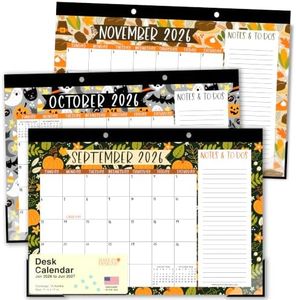Hadley Designs Large Desk Calendar 2026-2027 - Monthly Teacher Desk Calendars 2026-2027 Desktop Calendar 2026, 18 Month 2026 Desktop Calendars, Cute Doodle Classroom Decor Teacher Must Haves