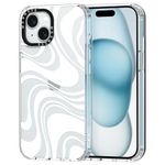 MOSNOVO for iPhone 15 Case - Clear Slim Shockproof TPU+PC, [ 6.6 ft Drop Protection/Anti Peel Off ] - White Swirl