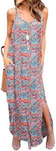 GRECERELLE Women's Summer Casual Loose Dress Beach Cover Up Long Cami Maxi Dresses with Pocket, 31 Fp Cashew Blue-green
