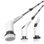 Aeemrn Electric Spin Scrubber,10 in 1 Electric Mop Home Cleaner,420RPM-8 Replaceable Brush cleaning accessories,120Mins Work Time,3 Adjustable Size,2 Adjustable Speed Power Cleaning Brush Set for Home