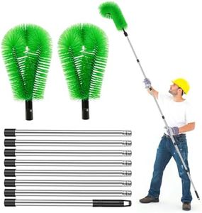 Gutter Cleaning Tools 10.5FT Long Gutter Cleaning Brush Telescopic Gutter Cleaner Tool Roofing Guard Cleaner Tool Gutter Guard Cleaning Brush for Cleaning Leaves Debris Window (Green)