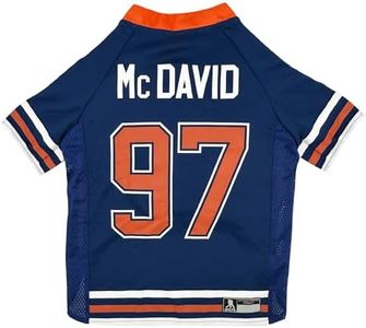 Pets First NHLPA Connor McDavid Mesh Jersey for Dogs & Cats, Edmonton Oilers McJesus-97 Dog Jersey, Size X-Large, Licensed Dog Jersey with Your Favorite Hockey Team Player