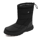 aeepd Men's Waterproof Warm Snow Boots Outdoor Winter Insulated Zipper Boot, Black, 11.5 Women/10 Men