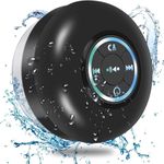 Bluetooth Shower Speaker, Portable Bluetooth Speakers, IPX4 Waterproof Outdoor Speaker Wireless with LED Light, Floating, 400mAh, True Wireless Stereo for Pool, Kayak, Bike, Golf, Gifts -Black