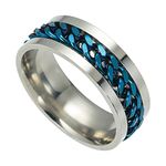 Titanium Stainless Steel Ring Rotatable Chain Ring Rotatable Spinner Ring Wedding Band For Men's Birthday Engagement Fathers' Day Size 10 Blue Convenient And Practical Nice Design