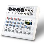 Mixers Audio 7 Channel Mixer, Dj Mixer Board Mixer Audio Bluetooth MP3 Mixer for Music With Sound Card Recording And 88 Kinds of DPS Digital Effects, Usb OTG Audio Mixer for Karaoke Speakers