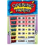 GEEKBEAR Opening Hours Sign (03. Comic) – Business Hours Sign - Store Hours Sign – Hours of Operation Signs for Business – Open Sign with Hours – Store or Office Hours Sign Changeable