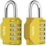 Combination Padlock, [2 Pack] Diyife 4 Digit Locker Lock Weatherproof Lock Outdoor Combination Lock for School Gym Locker,Toolbox, Fence, Hasp, Cabinet(Yellow)