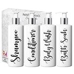 Print Maniacs Mrs Hinch Inspired White Personalised Pump Bottles Bathroom Kitchen Set Shampoo Conditioner (Black)