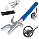 Car Steering Wheel Lock, YINGJEE The Anti Theft Device for Cars, Universal Car Steering Wheel Lock, Adjustable Vehicle Anti-Theft Lock with 3 Keys and Safety Hammer Function(Blue)…