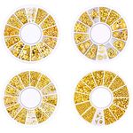 HQdeal 4 Boxes Nail Art Studs, 3D Nail Art Decorations, Nail Art Jewels, Nail Art Beads, Metal Gold Star Moon Sun Heart Nail Art Accessories for DIY Nail Deco, 800 pcs