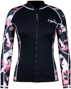 LayaTone Wetsuit Top Women 3mm Neoprene Wetsuit Jacket, Optional Neoprene/Lycra Sleeves Wetsuit Tops for Swimming Diving Surfing Canoeing