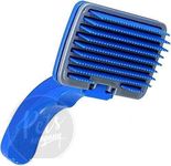 The Pets Company Automatic Self Cleaning Plastic Slicker Dog Grooming Brush with Press Key (Large, Blue)
