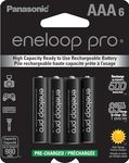 Eneloop Panasonic BK-4HCCA6BA pro AAA High-Capacity Ni-MH Pre-Charged Rechargeable Batteries, 6-Battery Pack