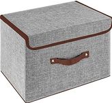 OWill Foldable Storage Boxes with Lids, Fabric Storage Cubes with Handles, for Home, Office, 25 X 19 X 16 cm(1pcs, grey)