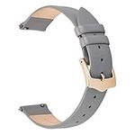 EACHE Quick Release Gray Leather Watch Straps for Women 12mm Thin Leather Watch Bands for Ladies With Rose Gold Buckle