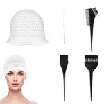 5 Piece Set Highlighting Cap, Highlighting Kit, Highlights Hair Dye Kit, Hair Coloring Brushes And Needle,Highlighting Frosting Cap, Professional Salon Silicone Hairdressing Tools For Women Men
