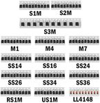 Chanzon SMD Fast Switching/Schottky/Rectifier Diode Assorted Kit (15 Values Total 150pcs: M1 M4 M7 S1M S2M S3M SS14 SS16 SS24 SS26 SS34 SS36 RS1M US1M LL4148) Electronic Component Assortment Set