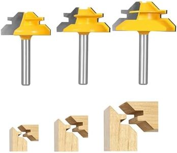 TOEVER 1/4 Inch Shank Router Bit，45 Degree Lock Miter Router Bit , for 31/64", 37/64",3/4" Cutting Height,3-Piece Joint Router Bits, Wood Milling Cutter Glue Joint Tools Set(3PCS 1/4 Shank)