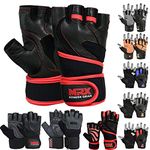 MRX Weight Lifting Pro Level Gloves with 18 Inches Long Wrist Strap Gym Workout Exercise & Fitness in